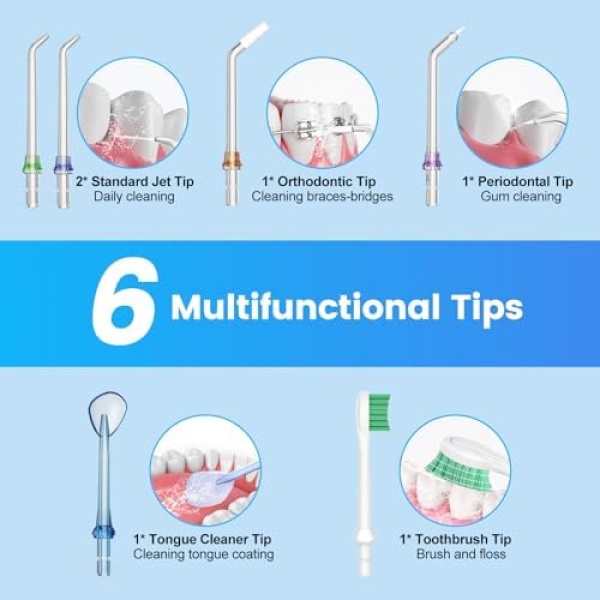 H2ofloss Water Dental Flosser Cordless, 300ML Rechargeable Oral Irrigator for - Image 8