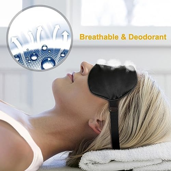 Gritin Silk Sleep Mask, Eye Mask, Light-Blackout Design Ultra Soft & Comfortable - Image 6