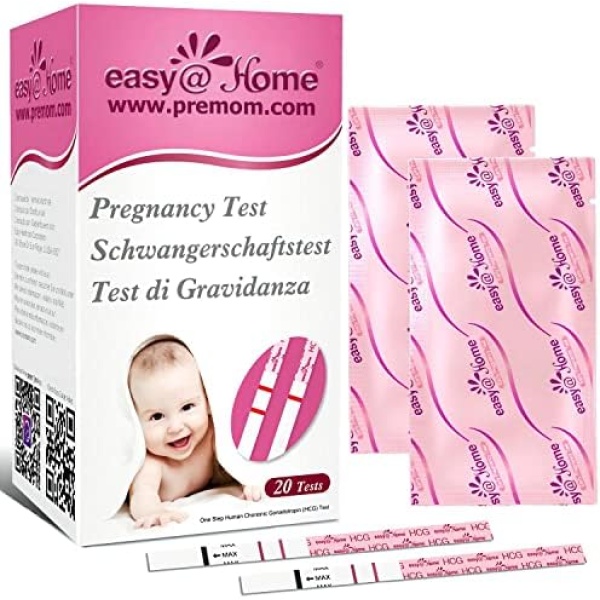 Easy@Home 20 x Pregnancy Test Strips for Early Detection 10 MIU/ml