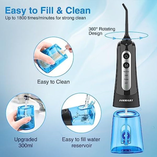 INSMART Water Flosser Cordless Dental Pick for Teeth Clean, Professional Oral - Image 6
