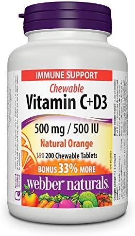 Webber Naturals Vitamin C with D3 Chewable, 500 mg of Vitamin C