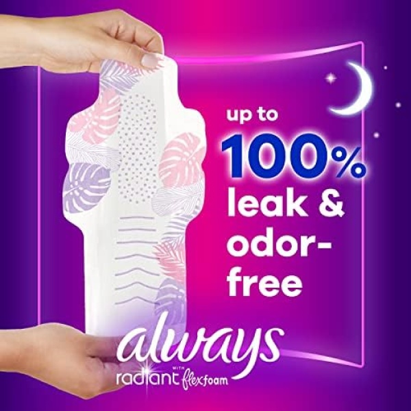 Always Radiant FlexFoam Pads for Women, Size 5, Extra Heavy Overnight - Image 2