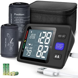 Blood Pressure Machine Upper Arm, 2 Size Cuffs M/L and XL, Medium/Large 9"-17"