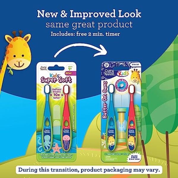 GuruNanda Butter on Gums Toddler Toothbrush (2 Pack) - Multi-Color Kids - Image 2