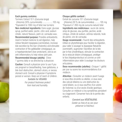 Webber Naturals Turmeric Curcumin Gummy, 1,260 mg of Raw Herb, 120 Gummies - Image 3