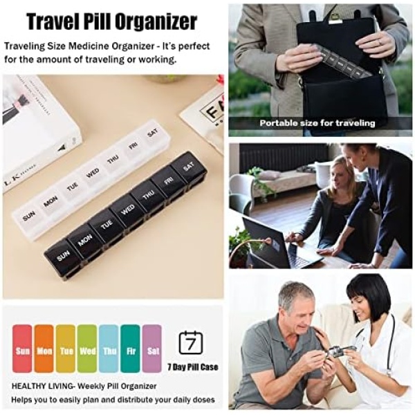 2 Pack Weekly Pill Organizer, Large 7 Day Pill Case, Daily Vitamin Case Medicine - Image 7
