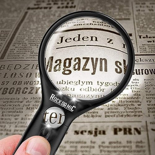 Professional Magnifying Glass with Light (3X / 45x) Large Lighted Handheld Glass - Image 5