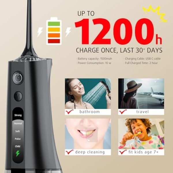 G.CATACC Water Flosser for Teeth, Water Flosser Teeth Cleaning Pick for Brace, - Image 3
