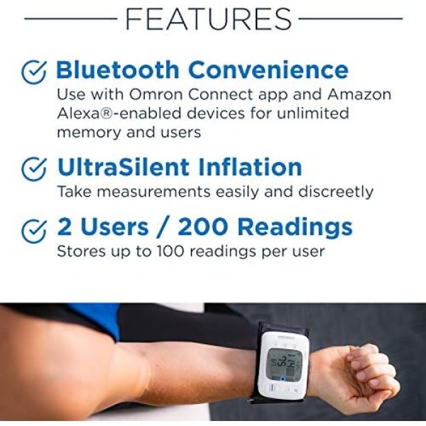 OMRON Gold Blood Pressure Monitor, Portable Wireless Wrist Monitor, Digital - Image 2