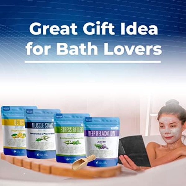 Bath Salts Sampler (4-Pack of 2-lbs) Variety Bath Soaks with Bamboo Scoop - Image 7