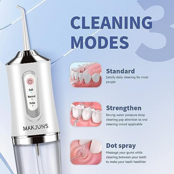 Water-Flosser-Cordless-Teeth-Cleaner MAKJUNS Water Dental Flosser with 3 Modes 4 - Image 4