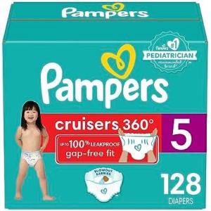 Pampers Cruisers 360 Diapers - Size 5, One Month Supply (128 Count), Pull-On