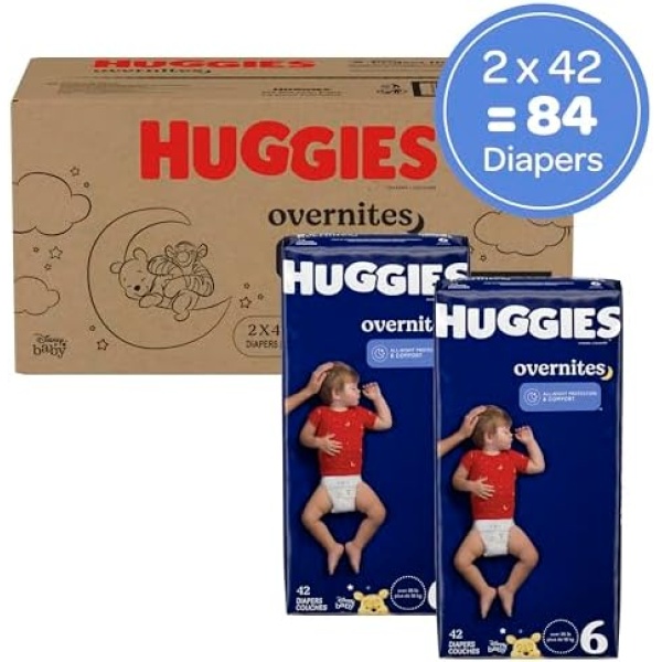 Huggies Size 6 Overnites Baby Diapers: Overnight Diapers, Size 6 (35+ lbs), 84 - Image 2