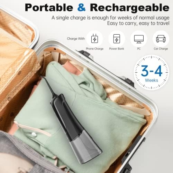 MiTdir Water Dental Flosser Oral Irrigator 5 Jet Tips 4 Modes IPX7 Waterproof - Image 6
