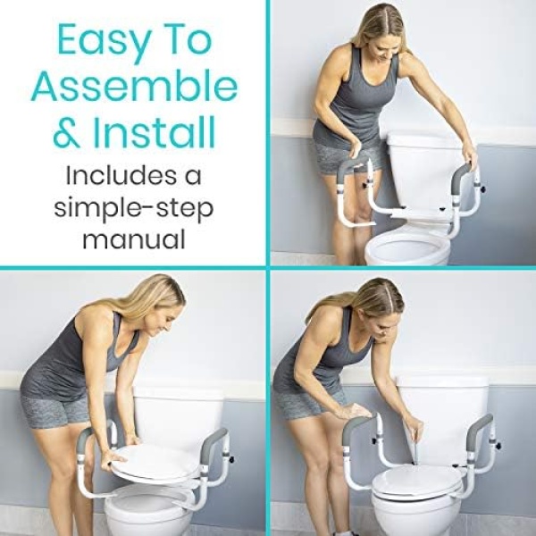 Vive Toilet Safety Rail - Adjustable Grab Bar - Compact Support Frame - Image 3