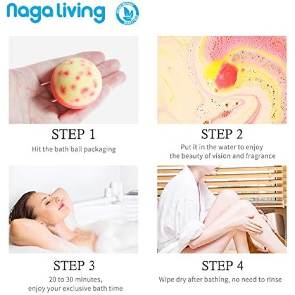 Nagaliving Bath Bombs Gift Set, 10 Organic Bubble Bath Bombs, Bath Gift - Image 7