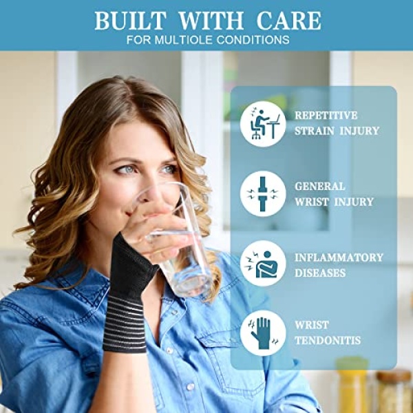 ACWOO Wrist Brace, 2 Pack Elastic Wrist Support with Strap, Adjustable Wrist - Image 4