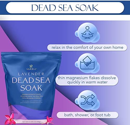 Yareli Dead Sea Bath & Foot Soak, Lavender Magnesium Bath Salt Flakes, Stronger - Image 2