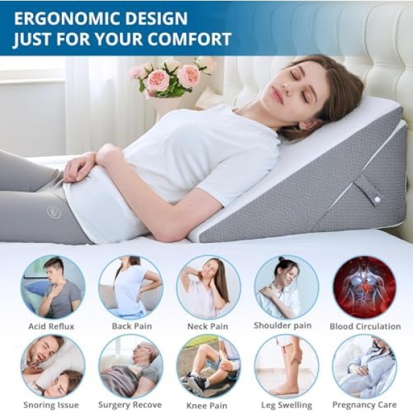 Sasttie Wedge Pillow for Sleeping, Adjustable Bed Wedge Pillow for After Surgery - Image 8