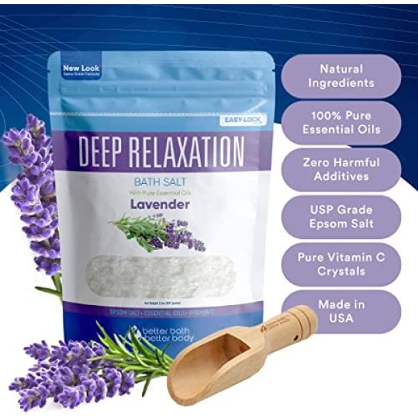 Bath Salts Sampler (4-Pack of 2-lbs) Variety Bath Soaks with Bamboo Scoop - Image 4