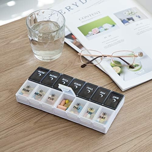 Large Pill Organizer 2 Times a Day, Weekly Box Per AM PM Case, Day Night - Image 7