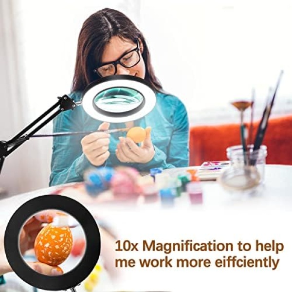 10X Lighted Magnifying Glass Lamp with 3 Color Modes, 72 LEDs and Real Glass - Image 6