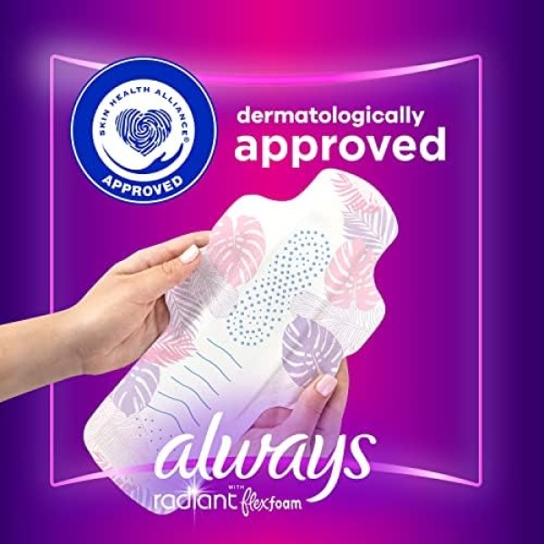Always Radiant FlexFoam Pads for Women, Size 5, Extra Heavy Overnight - Image 5