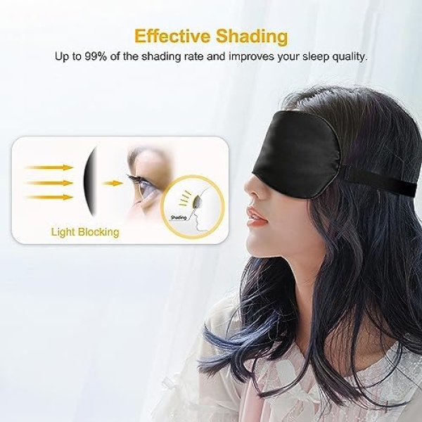 Gritin Silk Sleep Mask, Eye Mask, Light-Blackout Design Ultra Soft & Comfortable - Image 2