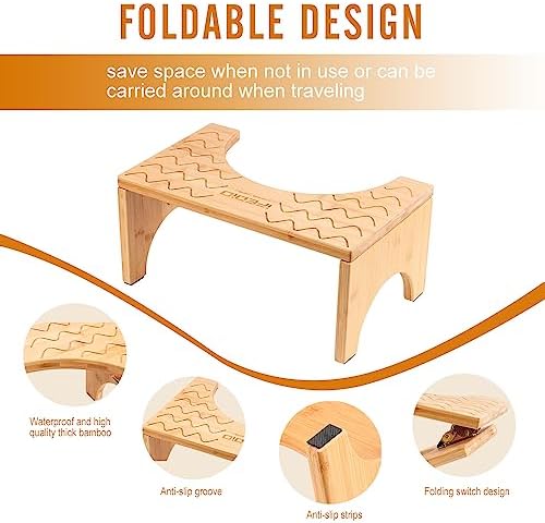 iFedio Toilet Stool, Poop Stool,Bamboo 7 Inch Toilet Potty Stool,Foldable Squat - Image 4