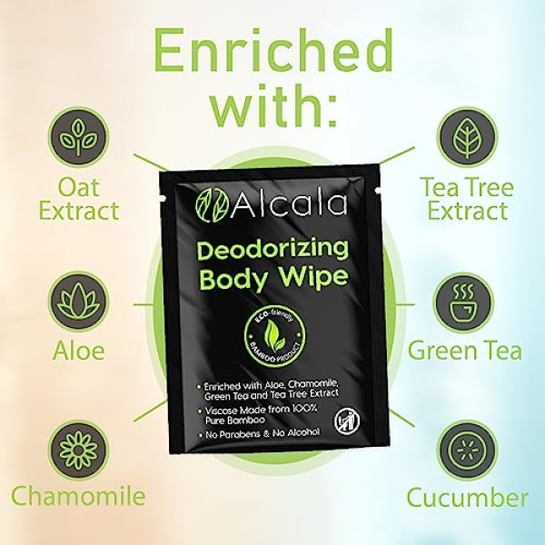 Deodorizing Body Wipes Individual Shower Wipes 100% Pure Biodegradable Bamboo - Image 4