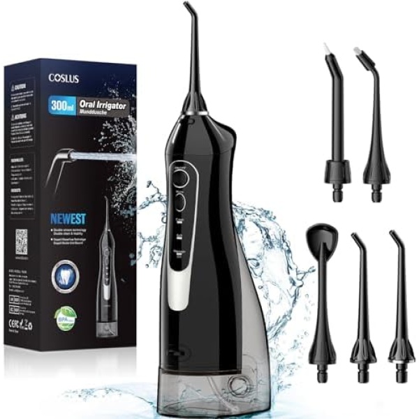 Water Dental Flosser Picks for Teeth: COSLUS 300ML Professional Water Irrigador