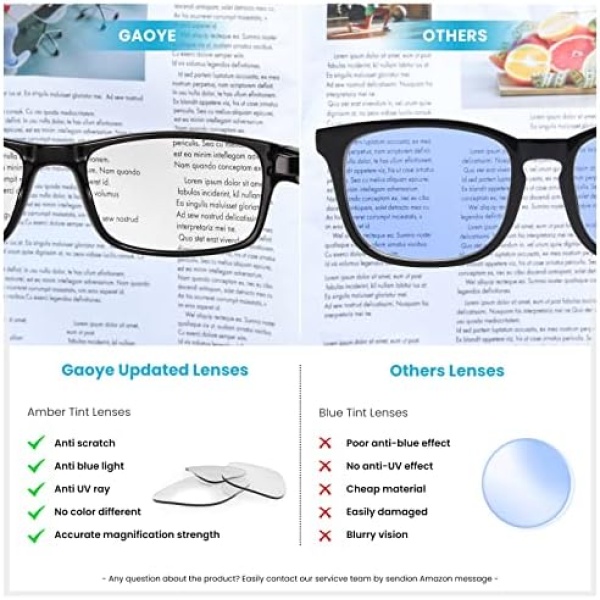 Gaoye 5-Pack Reading Glasses Blue Light Blocking,Spring Hinge Readers - Image 4