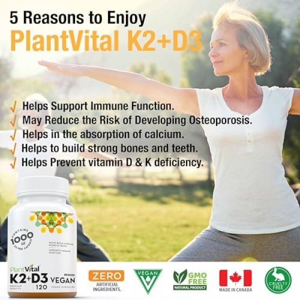 PlantVital High-Potency Vegan Vitamin D3 + K2 - (25 mcg + 120 mcg) - Image 4