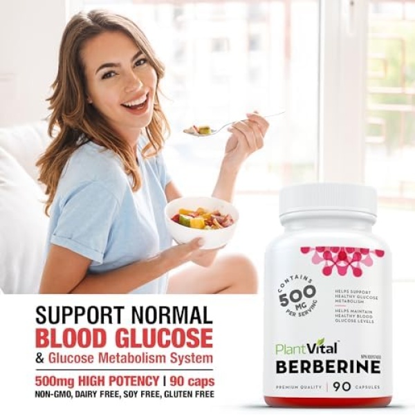 PlantVital Berberine 500mg Supplement -90 Capsules. Berberine Supplements - Image 3