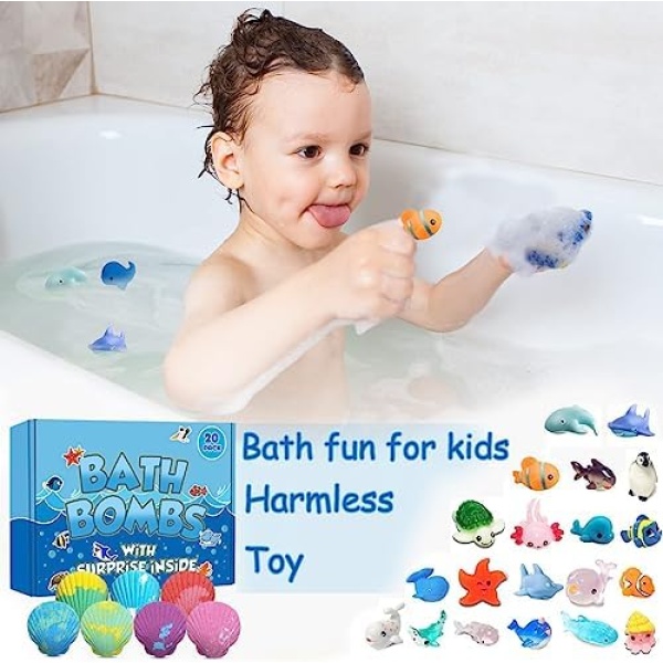 Bath Bombs for Kids with Surprise Marine Animals Inside, 20 Shell Kids Bath Bomb - Image 4