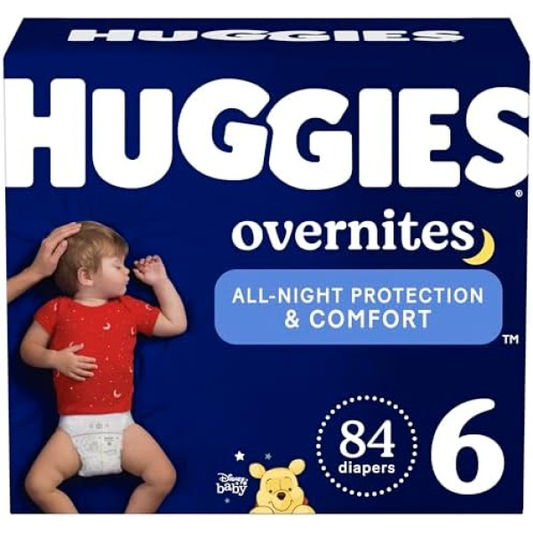 Huggies Size 6 Overnites Baby Diapers: Overnight Diapers, Size 6 (35+ lbs), 84