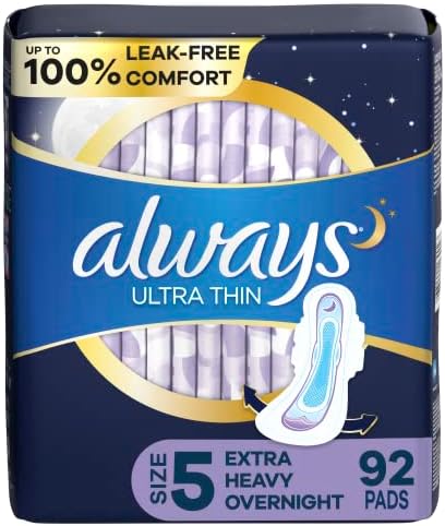 Always Ultra Thin Feminine Pads for Women, Size 5, Extra Heavy, Overnight