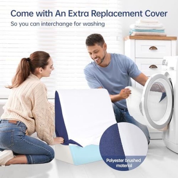 Wedge Pillow with Extra Replaceable Covers, 2024 New 12'' Bed Wedge Pillow - Image 4