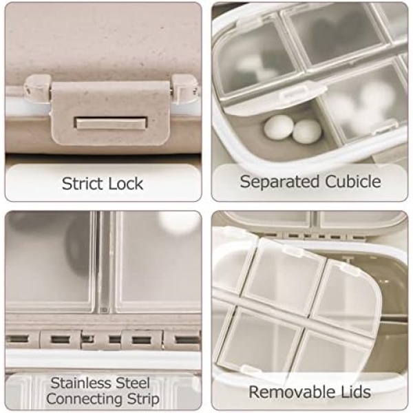 1Pack Travel Pill Organizer, 8 Compartments Portable Pill Case, Small Pill Box - Image 5