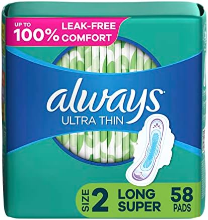 Always Ultra Thin Feminine Pads For Women, Size 2 Long Super Absorbency