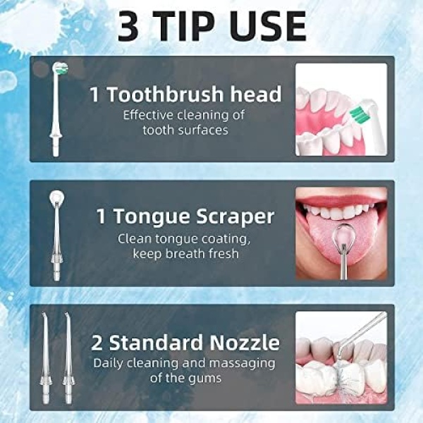Water Flosser for Teeth Cleaner Rechargeable Oral Irrigator 4 Modes 310ML IPX7 - Image 5