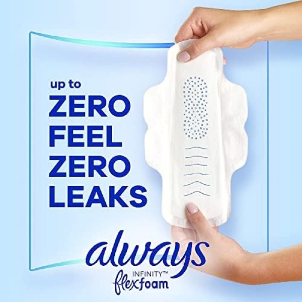 Always Infinity Feminine Pads for Women, Size 2 Regular, with wings, unscented - Image 2