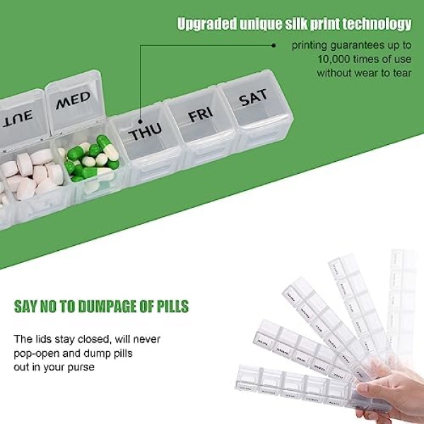 2 Pack Weekly Pill Organizer, Large 7 Day Pill Case, Daily Vitamin Case Medicine - Image 5