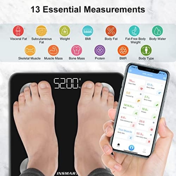 Bluetooth Body Fat Scales, INSMART Smart Digital Bathroom Weight - Image 2