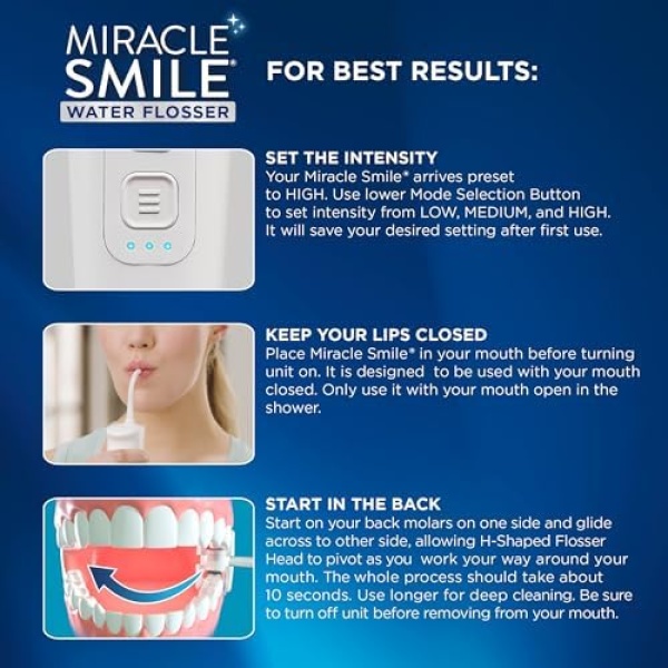 Ontel Miracle Smile Water Flosser for Teeth&Gum Health, Unique H-Shaped Flossing - Image 5