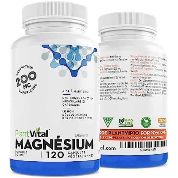 PlantVital Magnesium Bisglycinate 200mg Capsules -Magnesium Supplement - Image 7