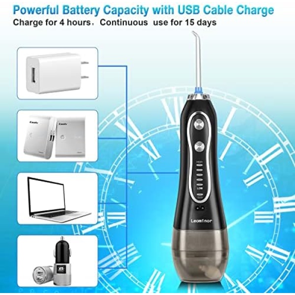 Leominor Water Flosser Cordless for Teeth, Portable and Rechargeable Dental Oral - Image 5