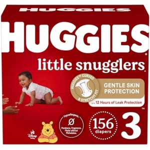 Huggies Size 3 Diapers, Little Snugglers Baby Diapers, Size 3 (16-28 lbs), 156