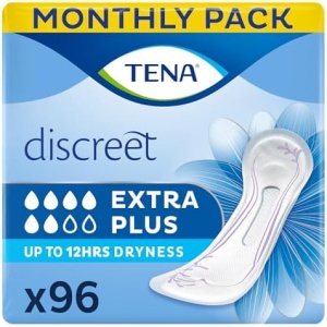TENA Discreet Extra Plus, 96 Incontinence Pads (16 X 6 Packs) Individually