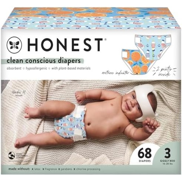 The Honest Company Clean Conscious Diapers | Plant-Based, Sustainable | Orange